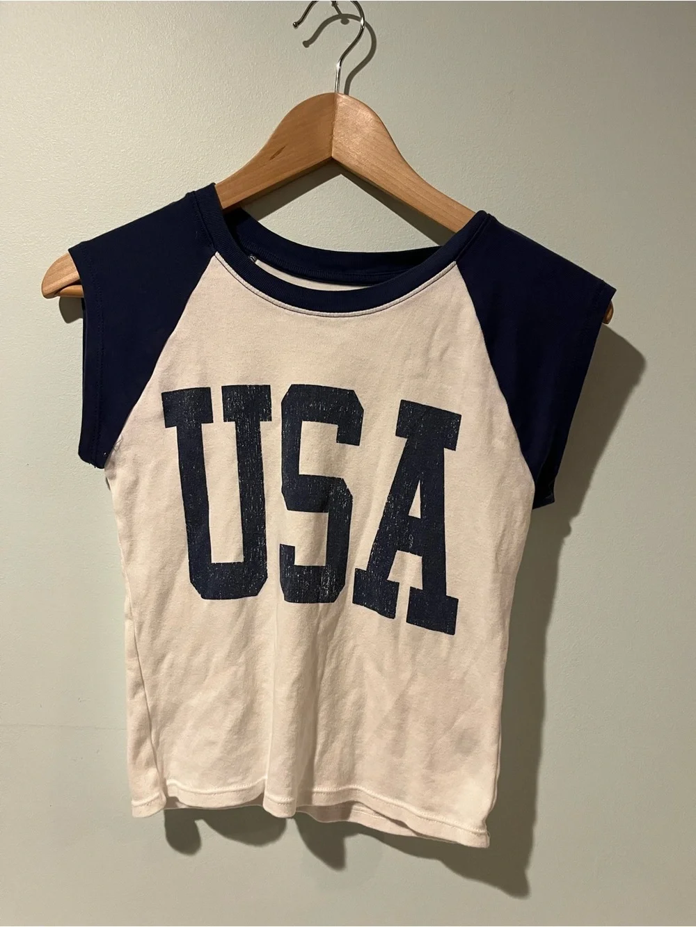 Art Class Girls Americana White USA Baby Tee Sporty Chic Cropped - Size XL (14)